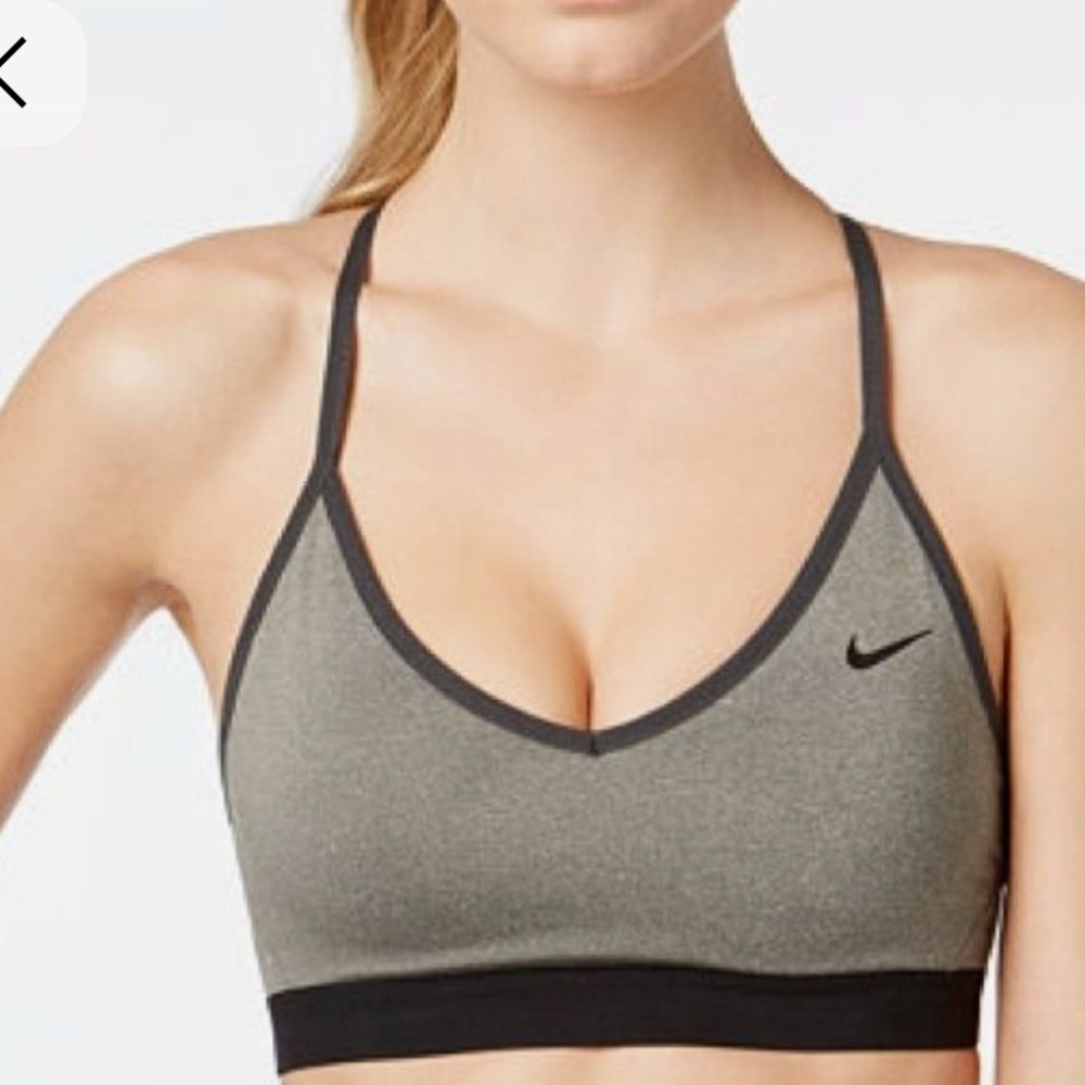 NIKE Indy Mesh Dri Fit Sports Bra Padded Gray  ** Large **  EUC!!